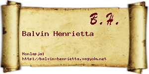 Balvin Henrietta névjegykártya